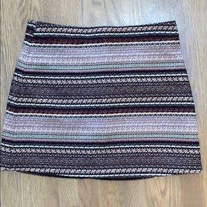 Express Embroidered Striped Mini Skirt